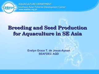 Breeding and Seed Production for Aquaculture in SE Asia Evelyn Grace T. de Jesus-Ayson SEAFDEC AQD 