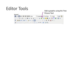 Editor Tools Add a graphic using the Tree
Picture Tool
 