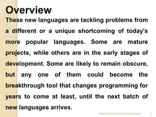 Overview new programming languages | PPT