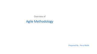 Overview of
Agile Methodology
Prepared By : Parul Malik
 