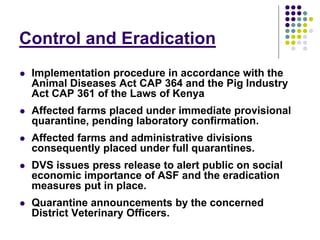Overview of ASF impact and surveillance in Kenya