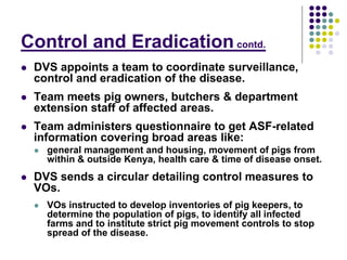 Overview of ASF impact and surveillance in Kenya