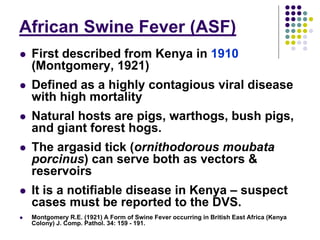 Overview of ASF impact and surveillance in Kenya