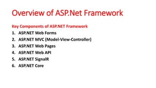 Overview of ASP.Net Framework.pdfgfgdsjfsg | PDF