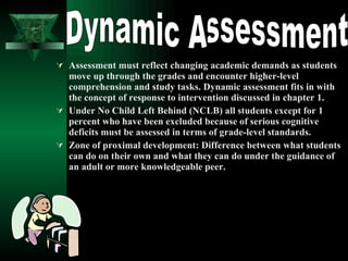 Dynamic Assessment In Education Overview of Assessment Ch. 3 | PPT