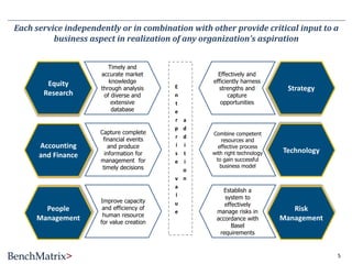 Overview Of Benchmatrix Products And Services | PDF