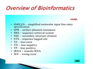 Overview of bioinformatics