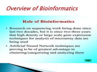 Overview of bioinformatics