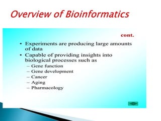 Overview of bioinformatics