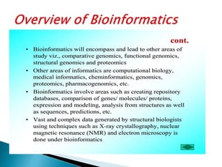 Overview of bioinformatics