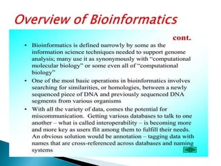 Overview of bioinformatics