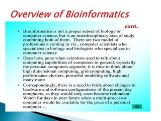 Overview of bioinformatics