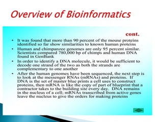 Overview of bioinformatics