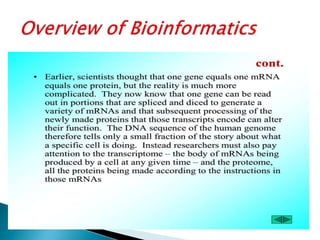 Overview of bioinformatics