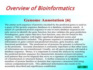 Overview of bioinformatics