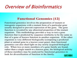 Overview of bioinformatics