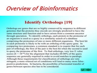 Overview of bioinformatics