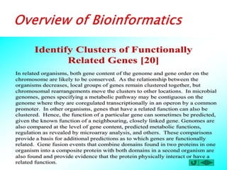 Overview of bioinformatics