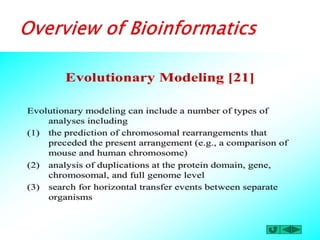 Overview of bioinformatics