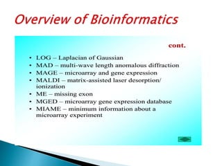Overview of bioinformatics
