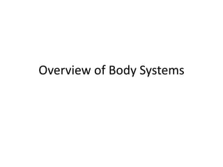 Overview of Body Systems 
 