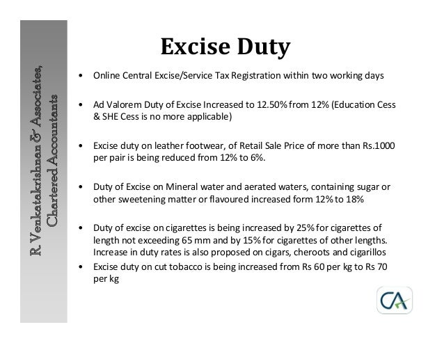 Rate Of Central Excise Duty Rate Chart