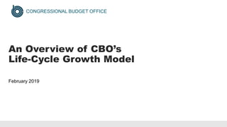 CONGRESSIONAL BUDGET OFFICE
An Overview of CBO’s
Life-Cycle Growth Model
February 2019
 