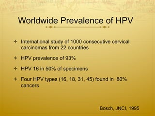 Selected Case-Control Studies
ò  Chichareon, JNCI, 1998: HPV infection strongly
associated with squamous cell carcinoma a...