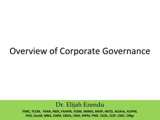 Overview of Corporate Governance
 