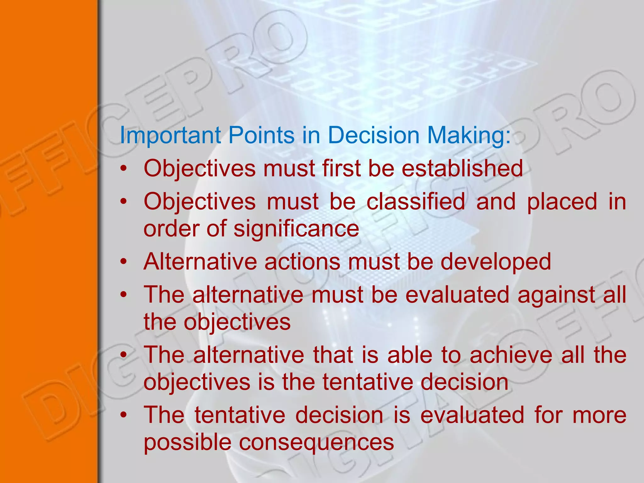 Overview of decision making process in psychology and its types | PPT