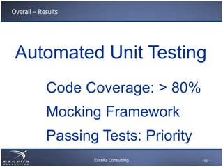 Overall – Results




 Automated Unit Testing
            Code Coverage: > 80%
            Mocking Framework
            P...