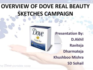 OVERVIEW OF DOVE REAL BEAUTY
SKETCHES CAMPAIGN
Presentation By:
D.Akhil
Raviteja
Dharmateja
Khushboo Mishra
SD Sohail
 