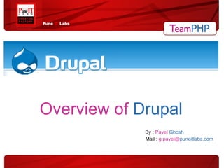 Overview of  Drupal   By :  Payel   Ghosh   Mail :  g.payel@ puneitlabs.com 