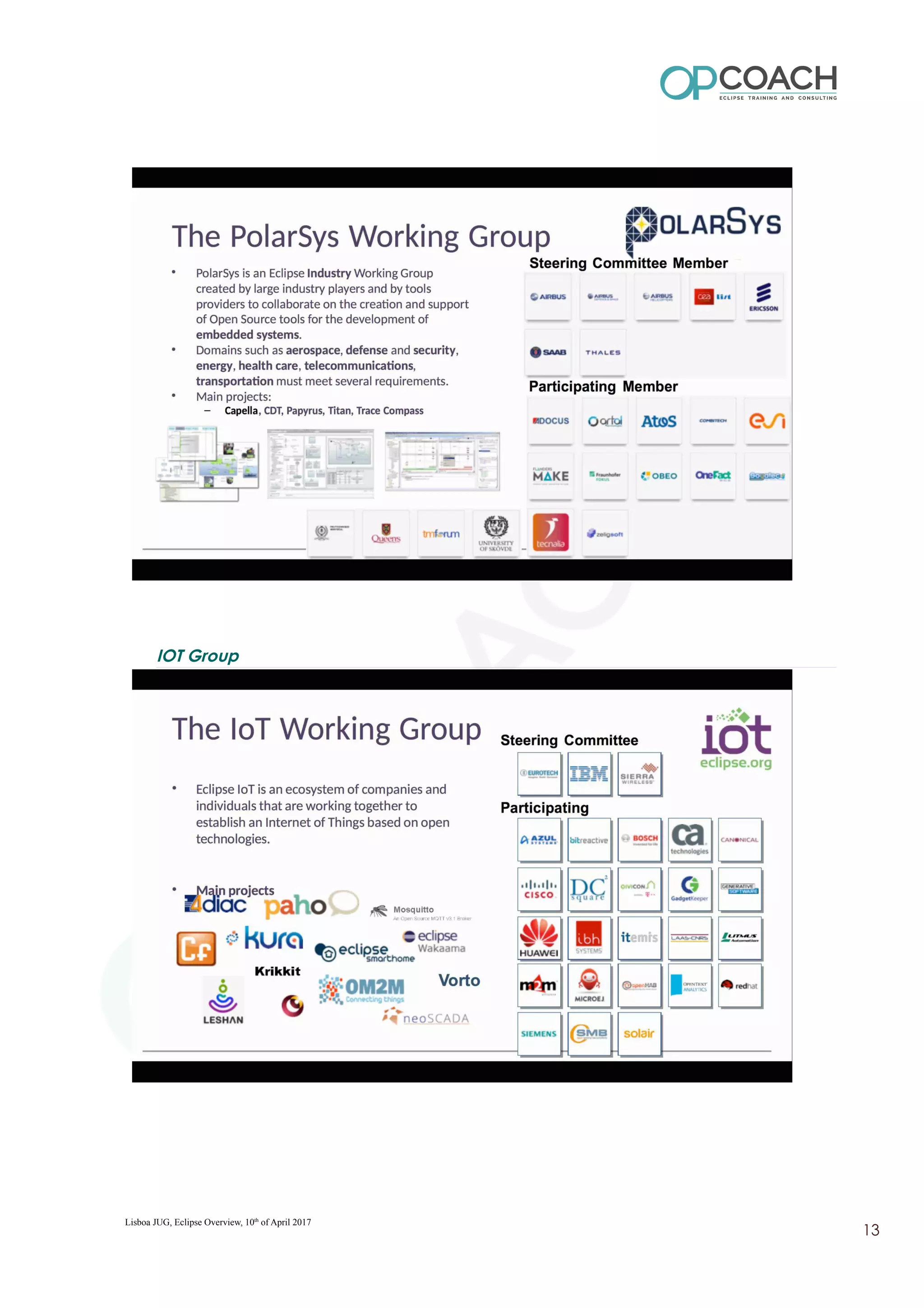 IOT Group
Lisboa JUG, Eclipse Overview, 10th
of April 2017
13
 