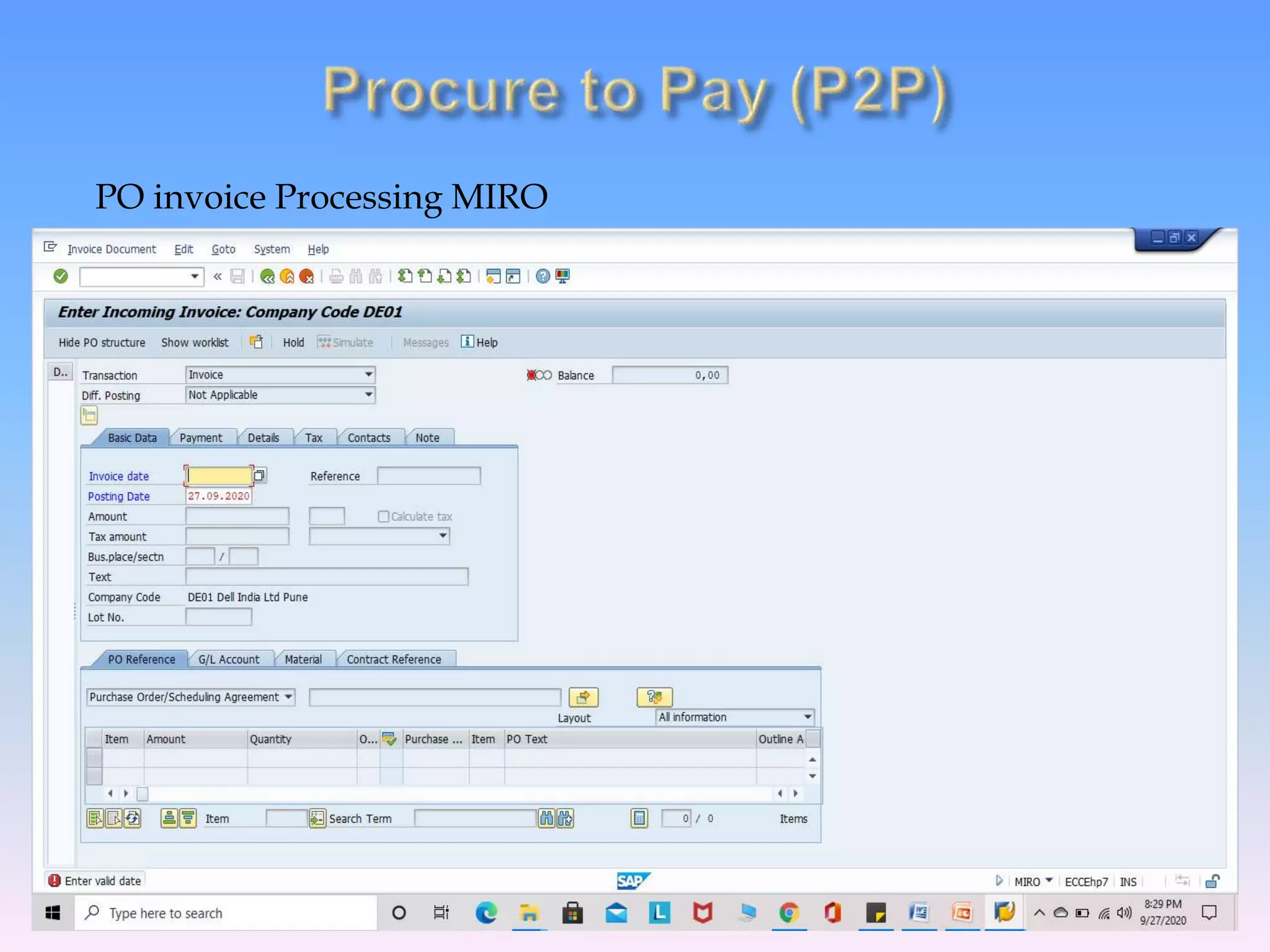 PO invoice Processing MIRO
 