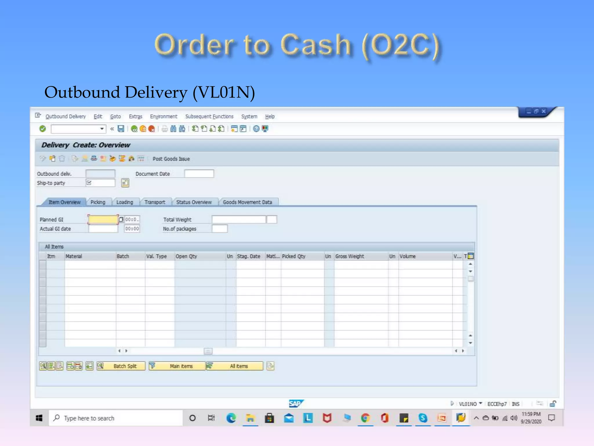 Outbound Delivery (VL01N)
 
