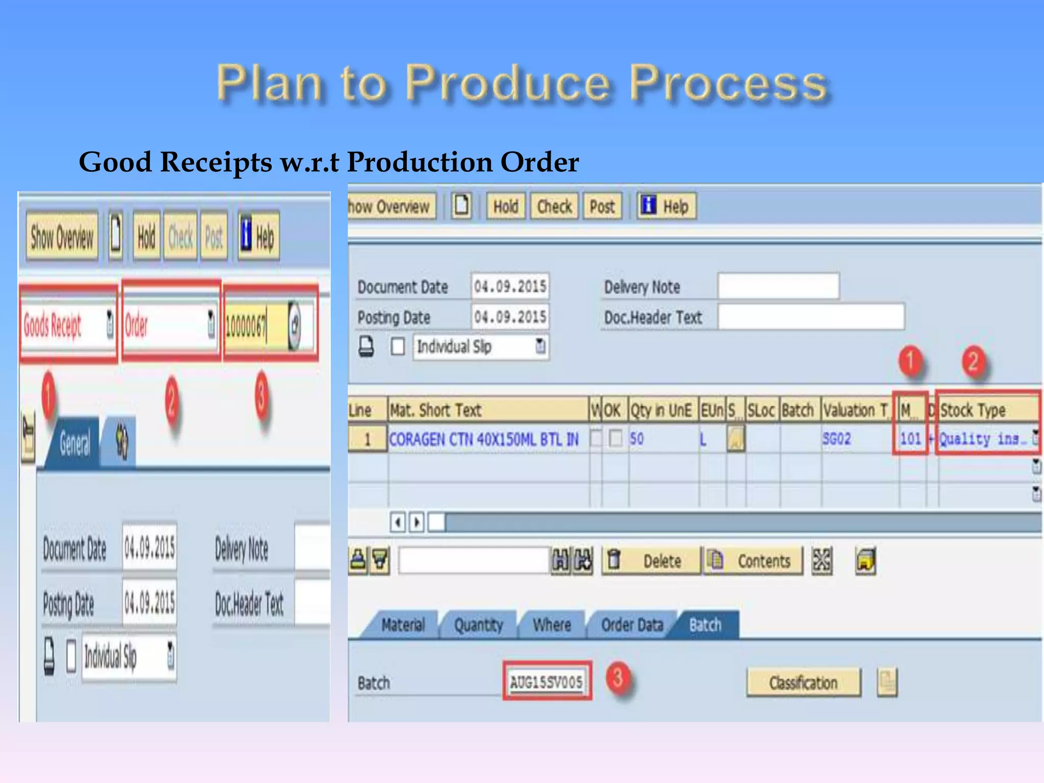 Good Receipts w.r.t Production Order
 