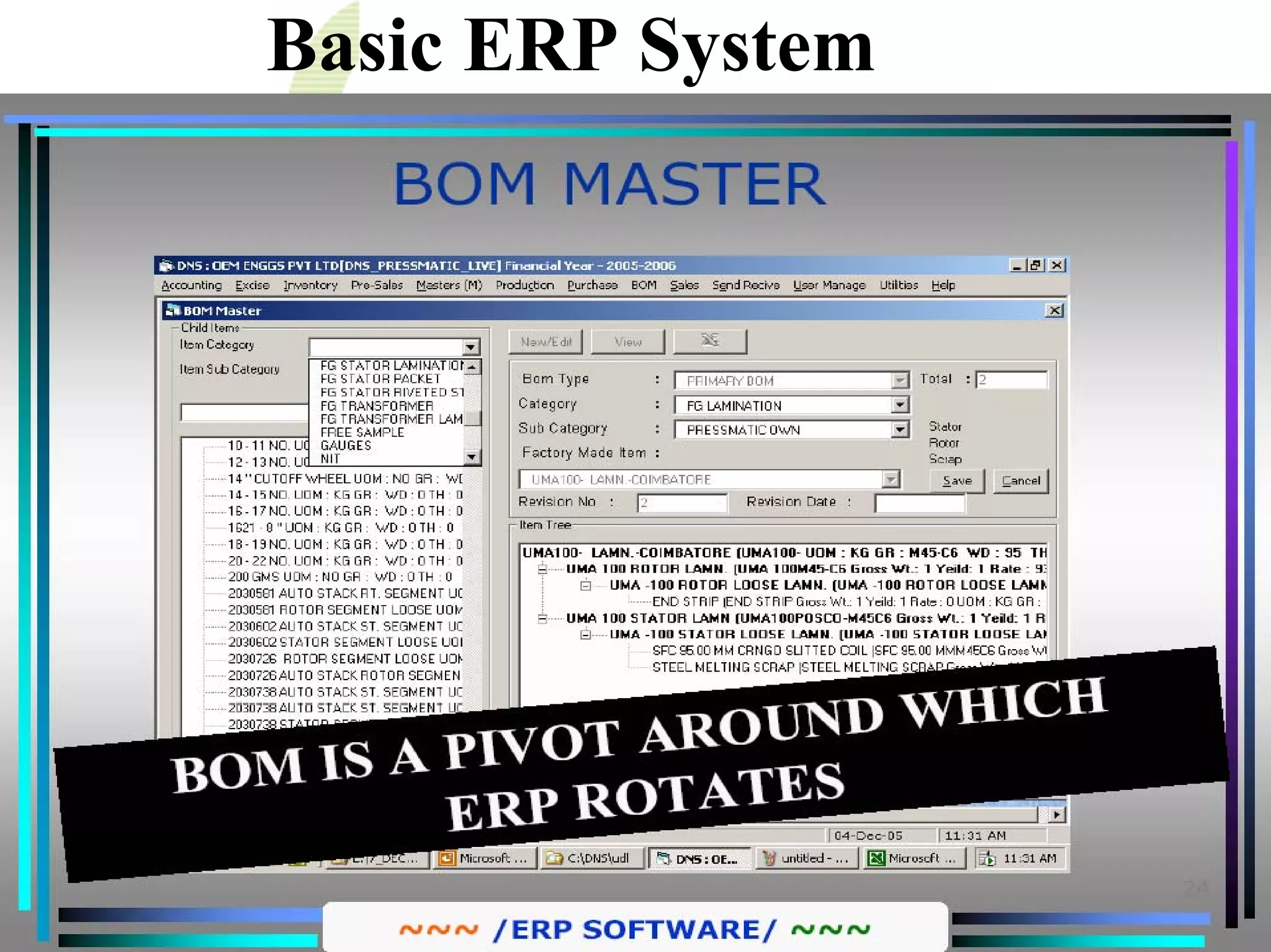 Basic ERP System
Bill of Materials(BOM)
 