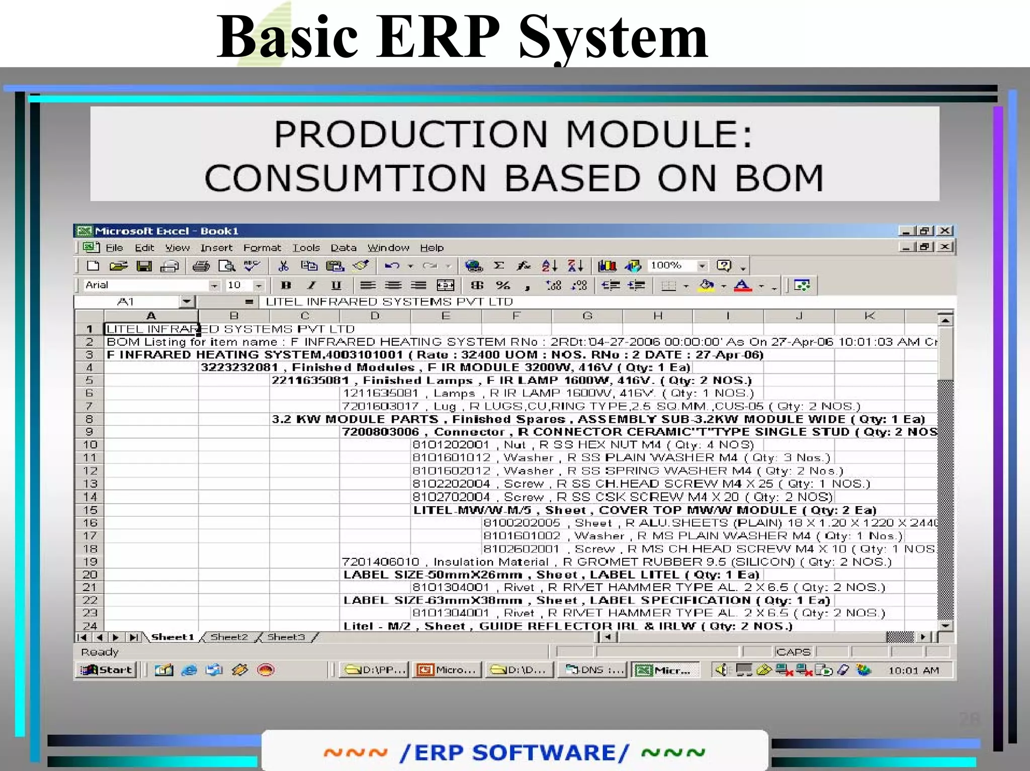 Basic ERP System
Bill of Materials(BOM)
 