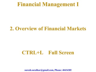 Overview of financial markets chapter 2 theory