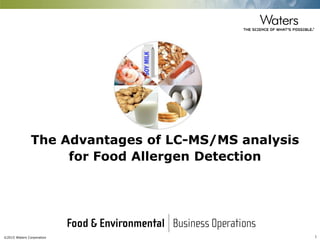©2015 Waters Corporation 1
The Advantages of LC-MS/MS analysis
for Food Allergen Detection
 