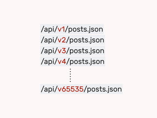 /api/v1/posts.json
/api/v2/posts.json
/api/v3/posts.json
/api/v4/posts.json
/api/v65535/posts.json
⋯⋯
 