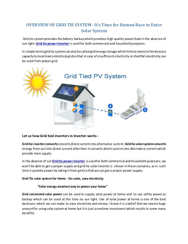 Overview Of Grid Tie System Its Time For Human Race To