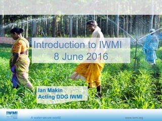Cover slide option 1 Title
Ian Makin
Acting DDG IWMI
Introduction to IWMI
8 June 2016
 
