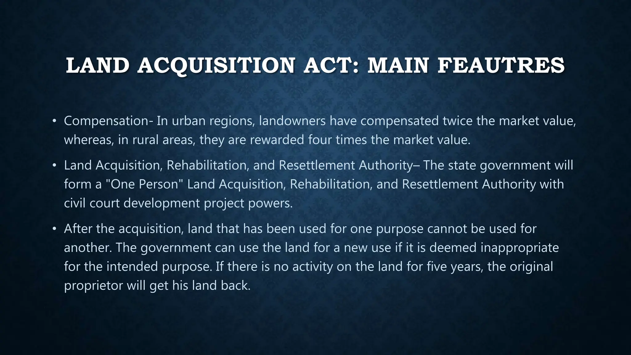 Land Acquisition Act 2020 Compensation