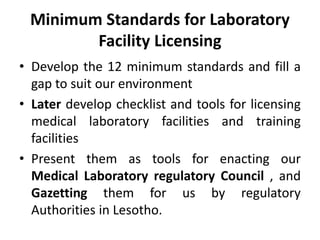 Overview of medical laboratory regulatory council, objectives 2013 | PDF