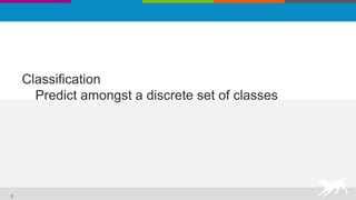 Classification
Predict amongst a discrete set of classes
4
 