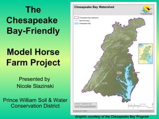 The
Chesapeake
Bay-Friendly
Model Horse
Farm Project
Presented by
Nicole Slazinski
Prince William Soil & Water
Conservation District
Graphic courtesy of the Chesapeake Bay Program
 