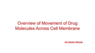 Overview of Movement of Drug
Molecules Across Cell Membrane
DR AWAIS IRSHAD
 