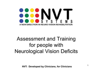 1 Assessment and Training for people with Neurological Vision Deficits NVT:  Developed by Clinicians, for Clinicians 